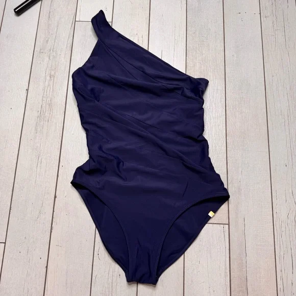 Summersalt Sidestroke One Piece One Shoulder Swimsuit Size 12 Navy Blue - Picture 3 of 9